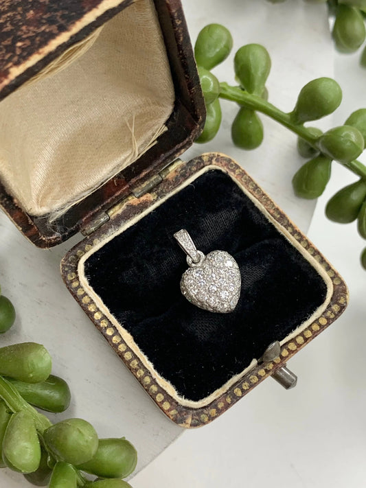 Platinum Diamond Pave Heart Pendant