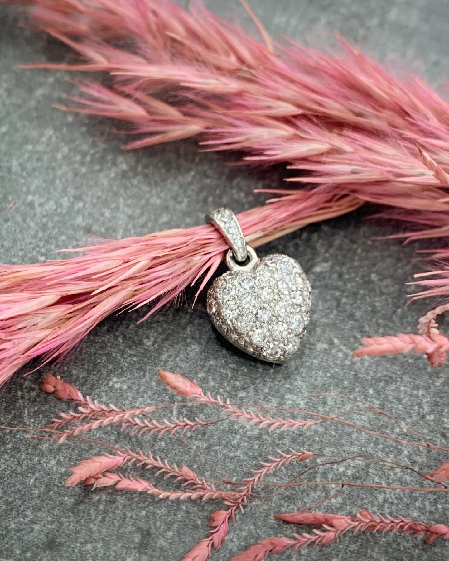 Platinum Diamond Pave Heart Pendant