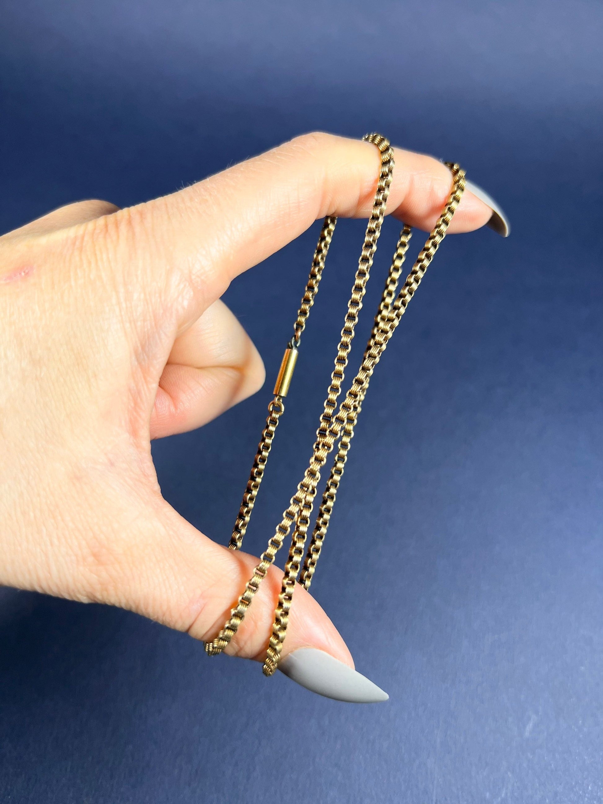 Antique 15 Carat Yellow Gold 18 1/2 Inch Fancy Belcher Link Chain Necklace
