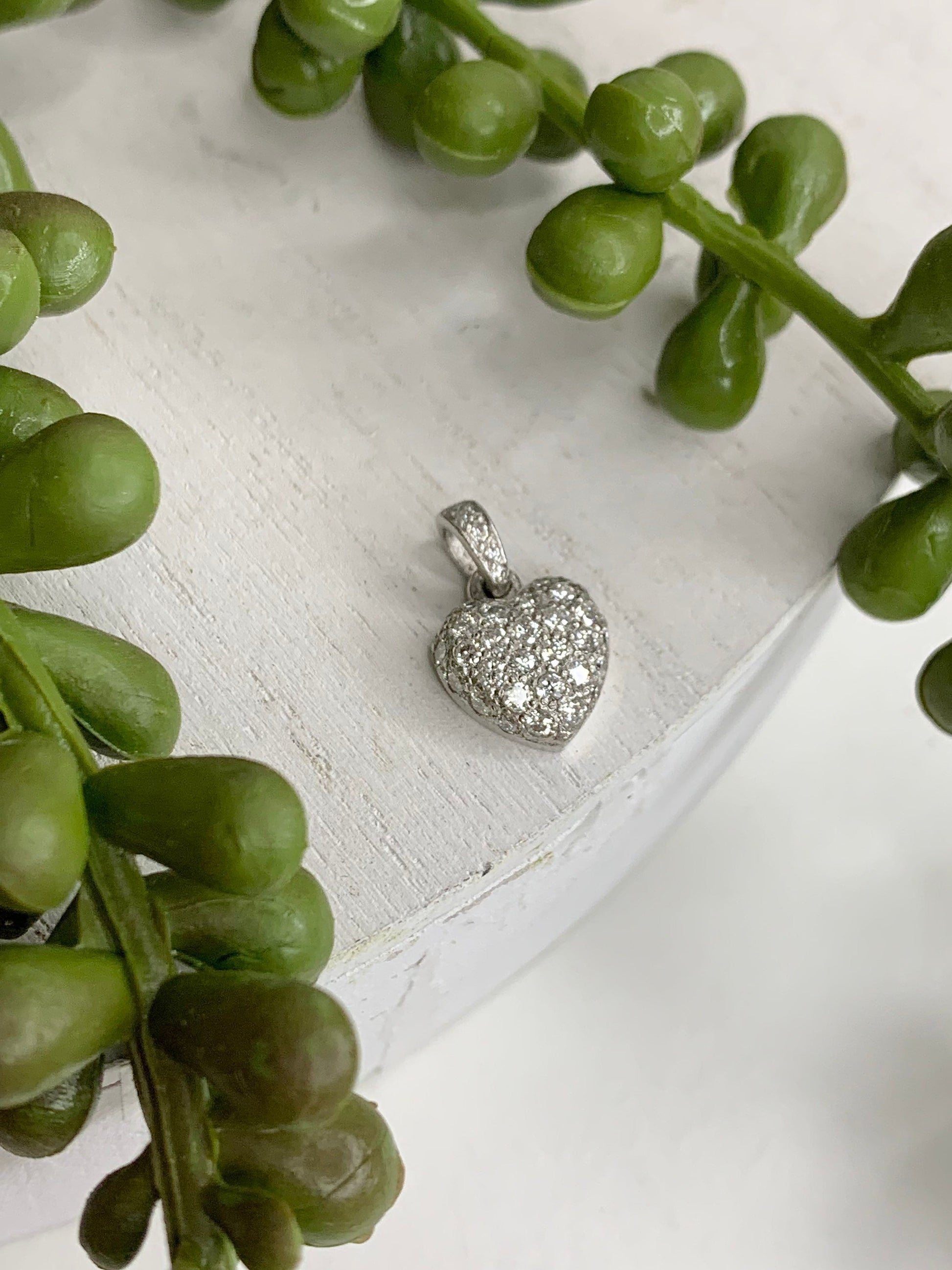 Platinum Diamond Pave Heart Pendant