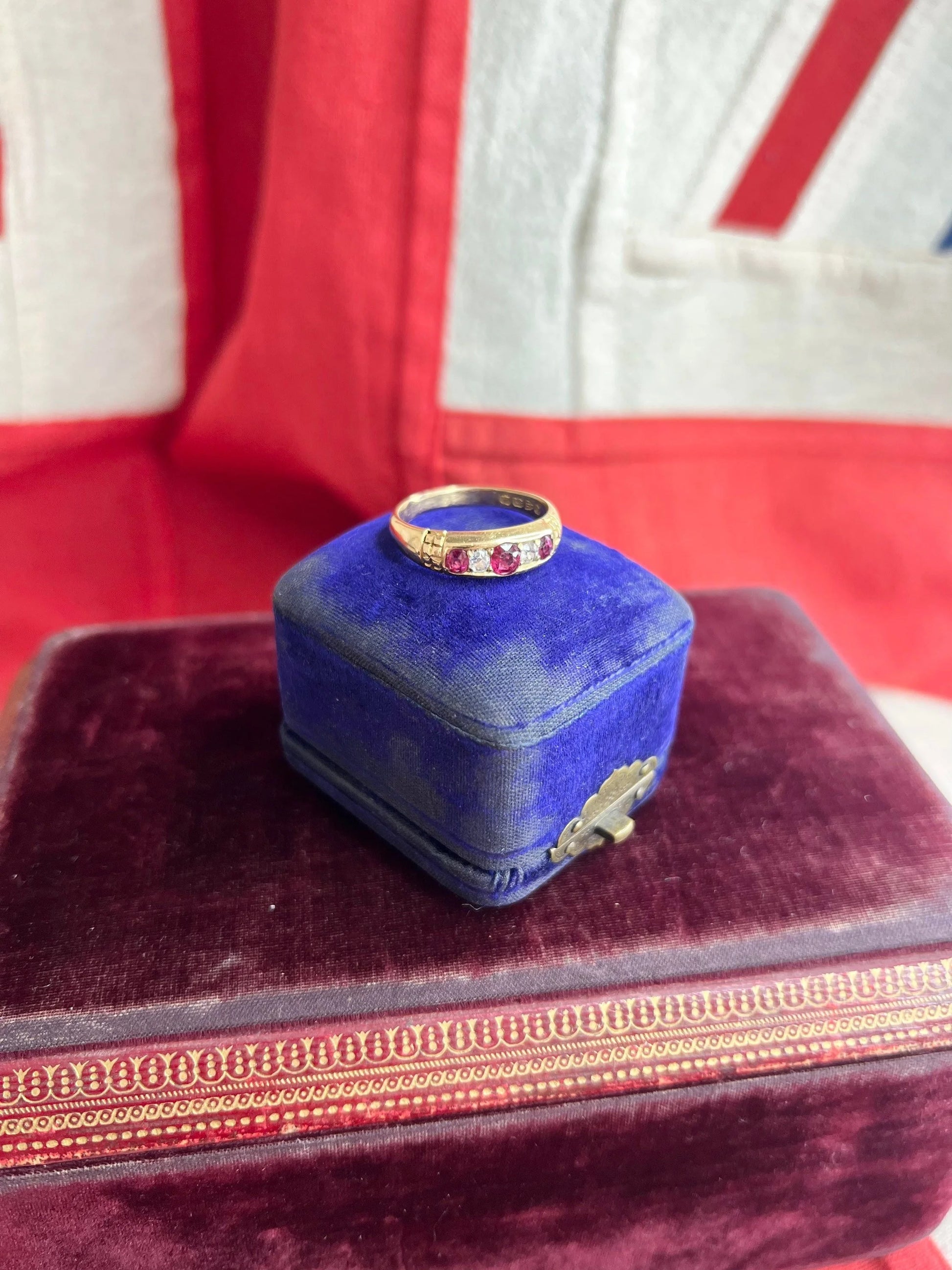 Antique 18 ct Yellow Gold Victorian Ruby And Diamond Gypsy Ring