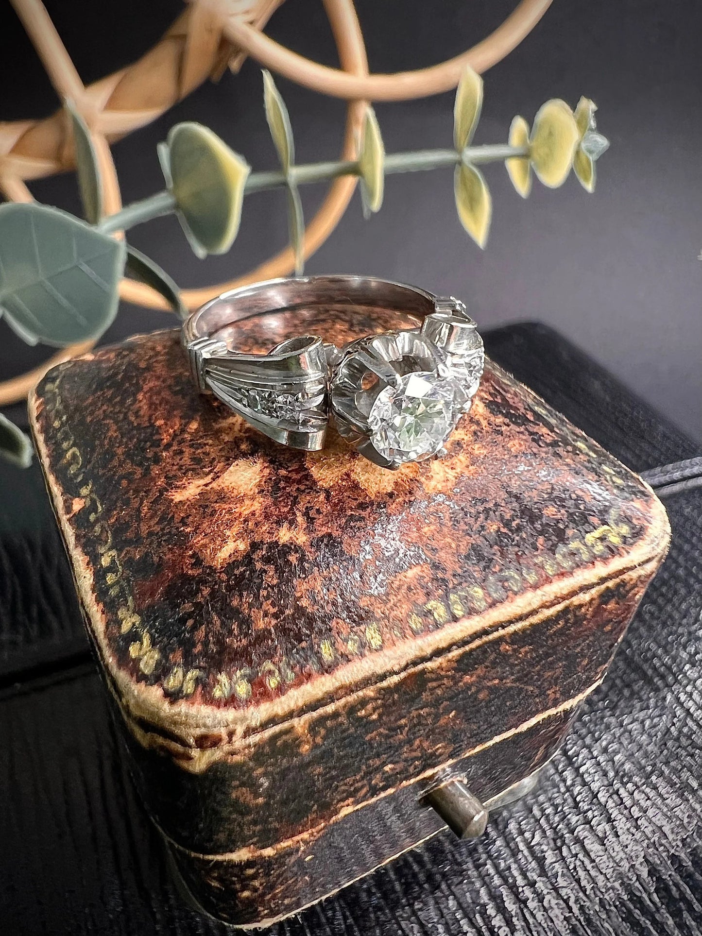 Antique Platinum 0.60 Carat Single Stone Diamond Engagement Ring, Circa 1920