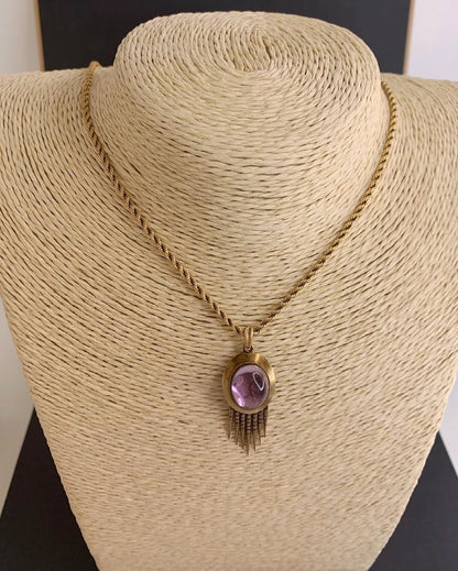 Antique 15ct Gold, Victorian Foil Backed Crystal Tassel Pendant
