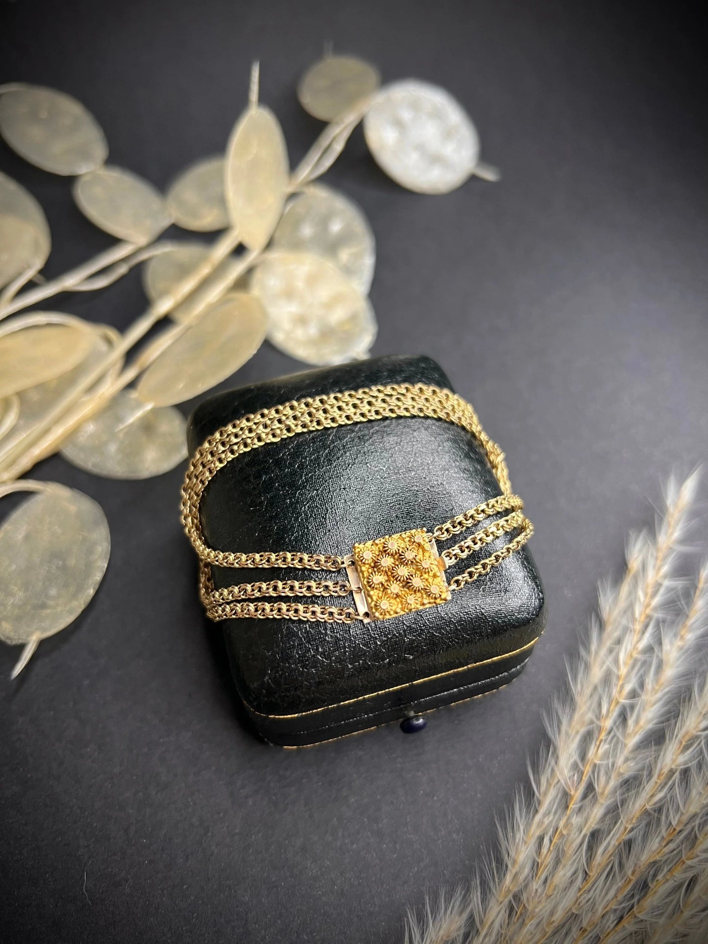 Antique 15 ct Gold Georgian Cannetille Chain Bracelet