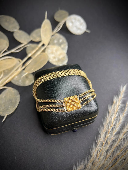 Antique 15 ct Gold Georgian Cannetille Chain Bracelet