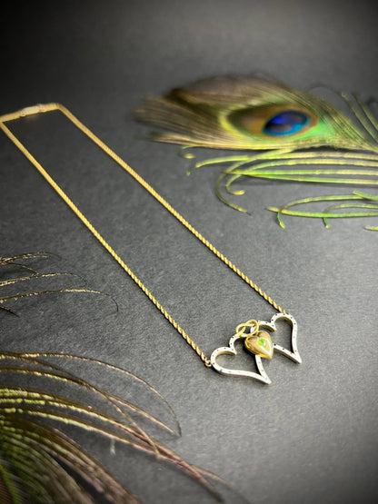 Antique 15 ct Gold Victorian Demantoid Garnet And Enamel Sweetheart Necklace