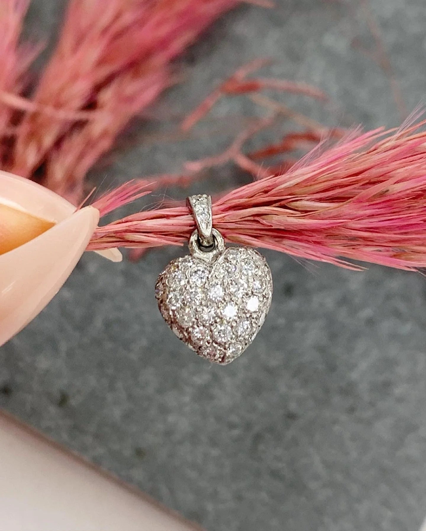 Platinum Diamond Pave Heart Pendant