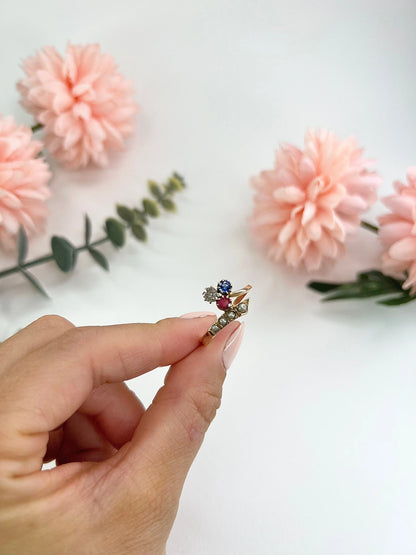 Antique 18ct Rose Gold Edwardian Clover Crossover Ring
