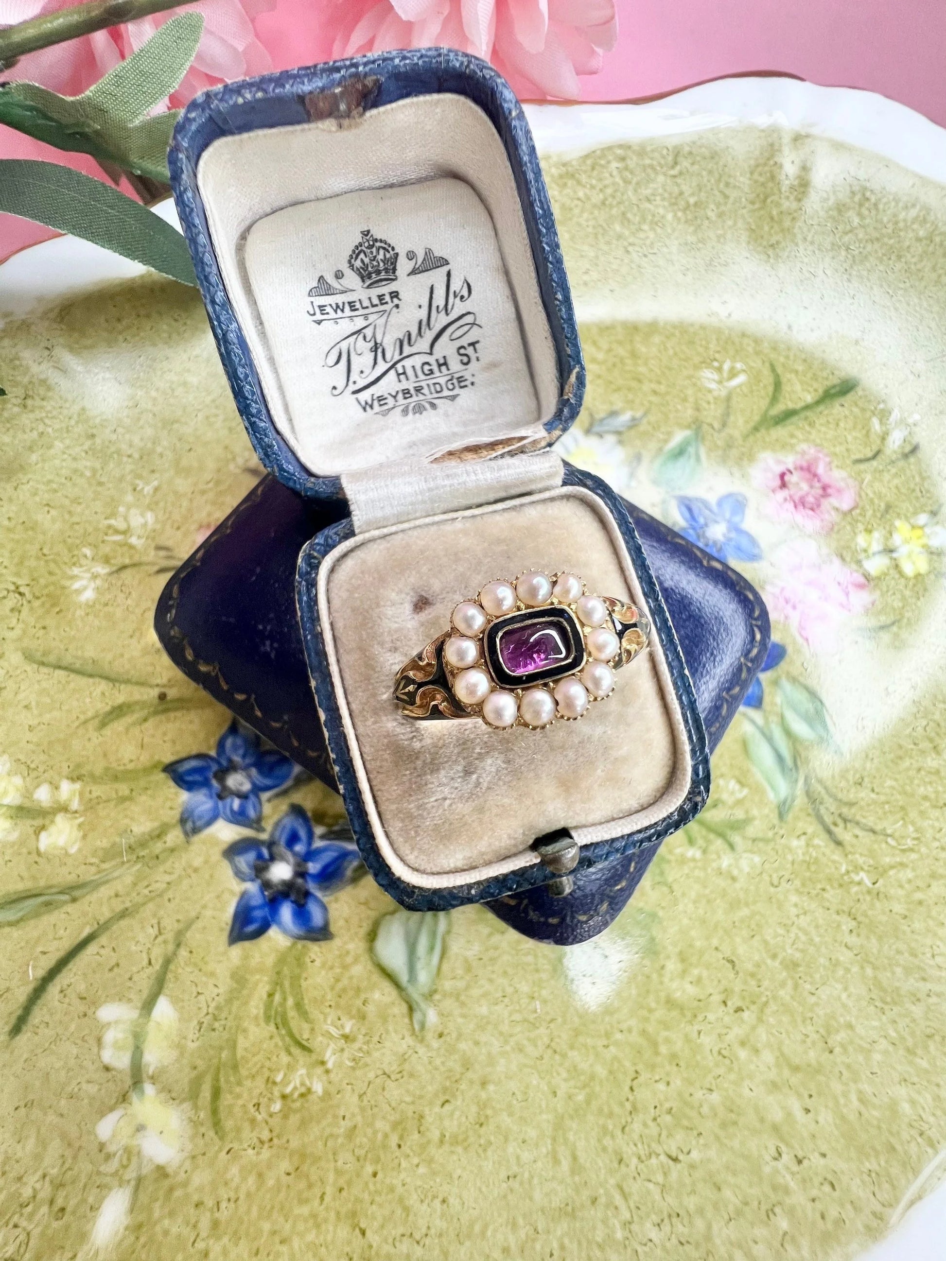 Antique 18 Carat Gold Victorian Pearl And Garnet Cluster Ring