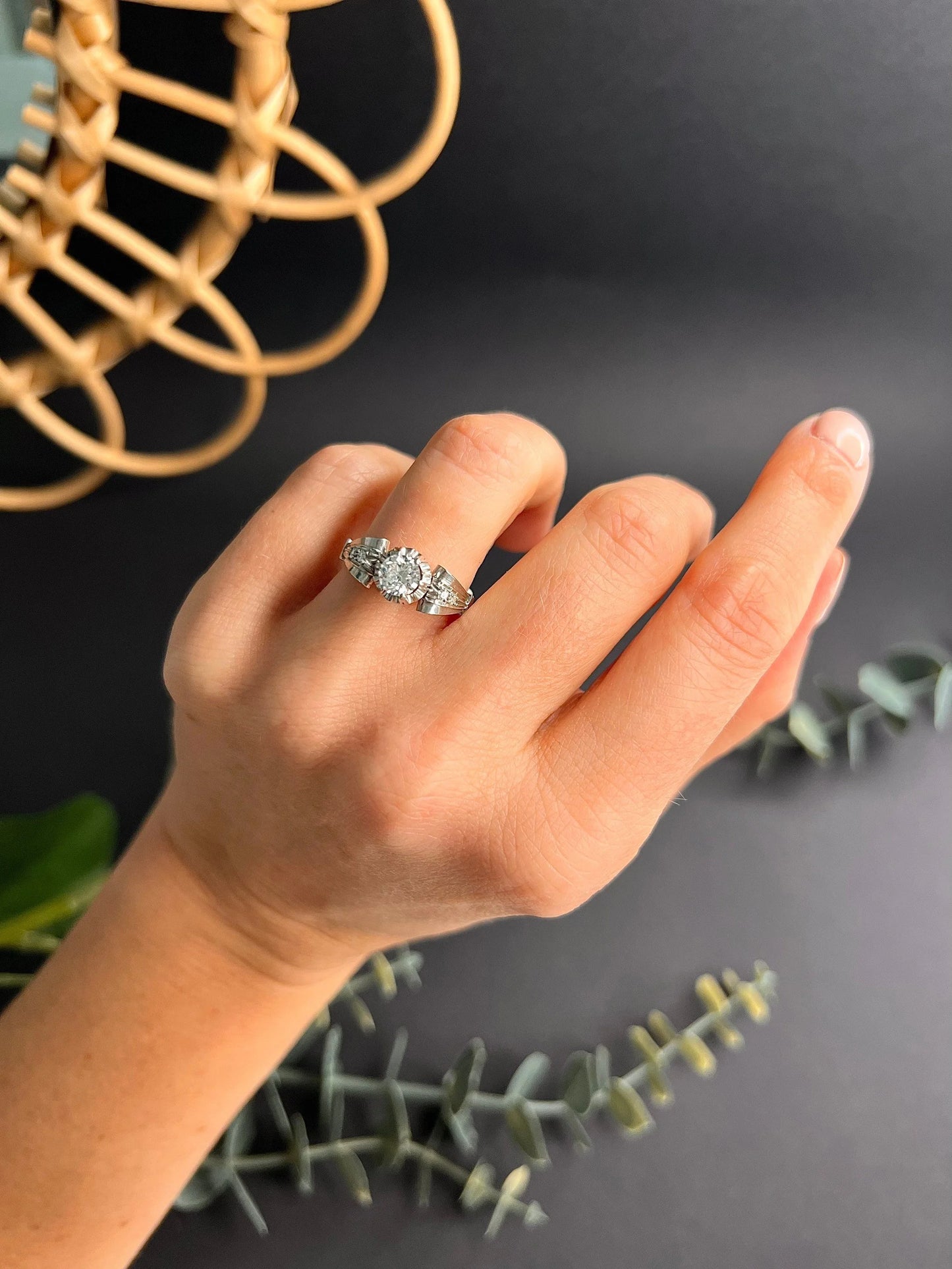 Antique Platinum 0.60 Carat Single Stone Diamond Engagement Ring, Circa 1920