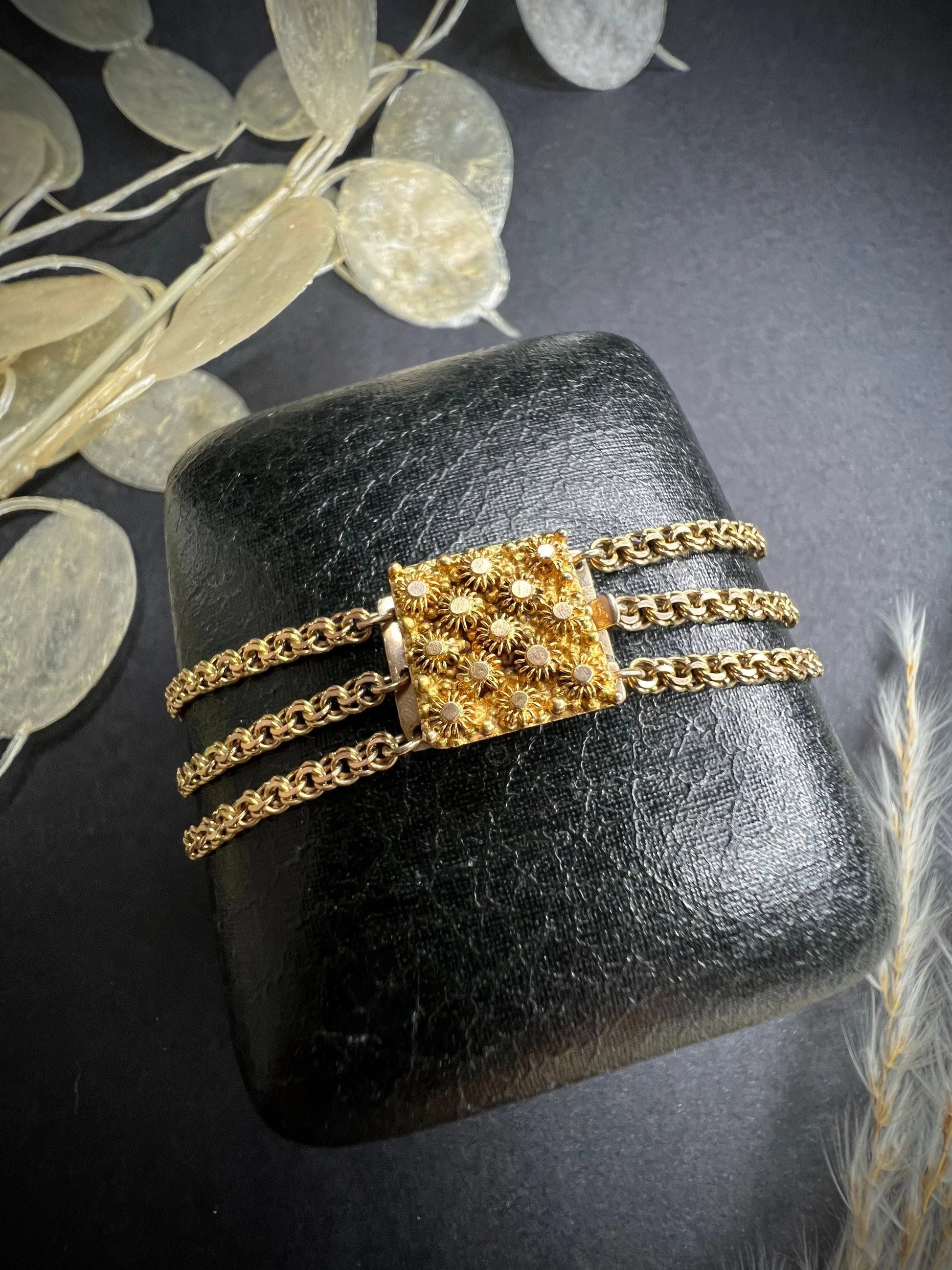 Antique 15 ct Gold Georgian Cannetille Chain Bracelet