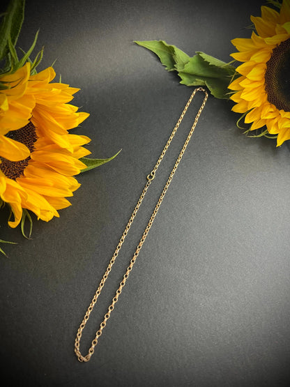 Vintage 9 ct Rose Gold, 1970's 22 3/4 Inch Oval Belcher Link Chain
