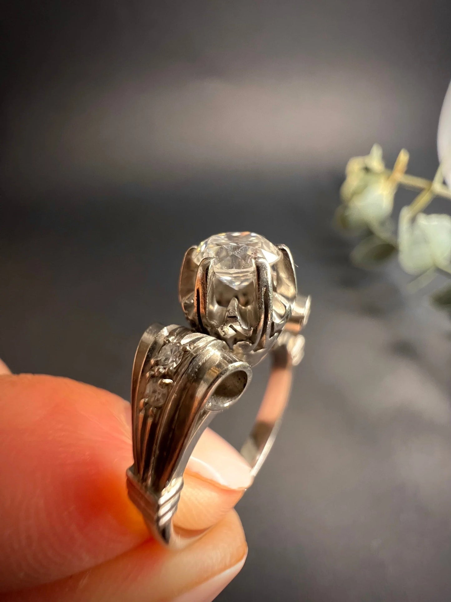 Antique Platinum 0.60 Carat Single Stone Diamond Engagement Ring, Circa 1920
