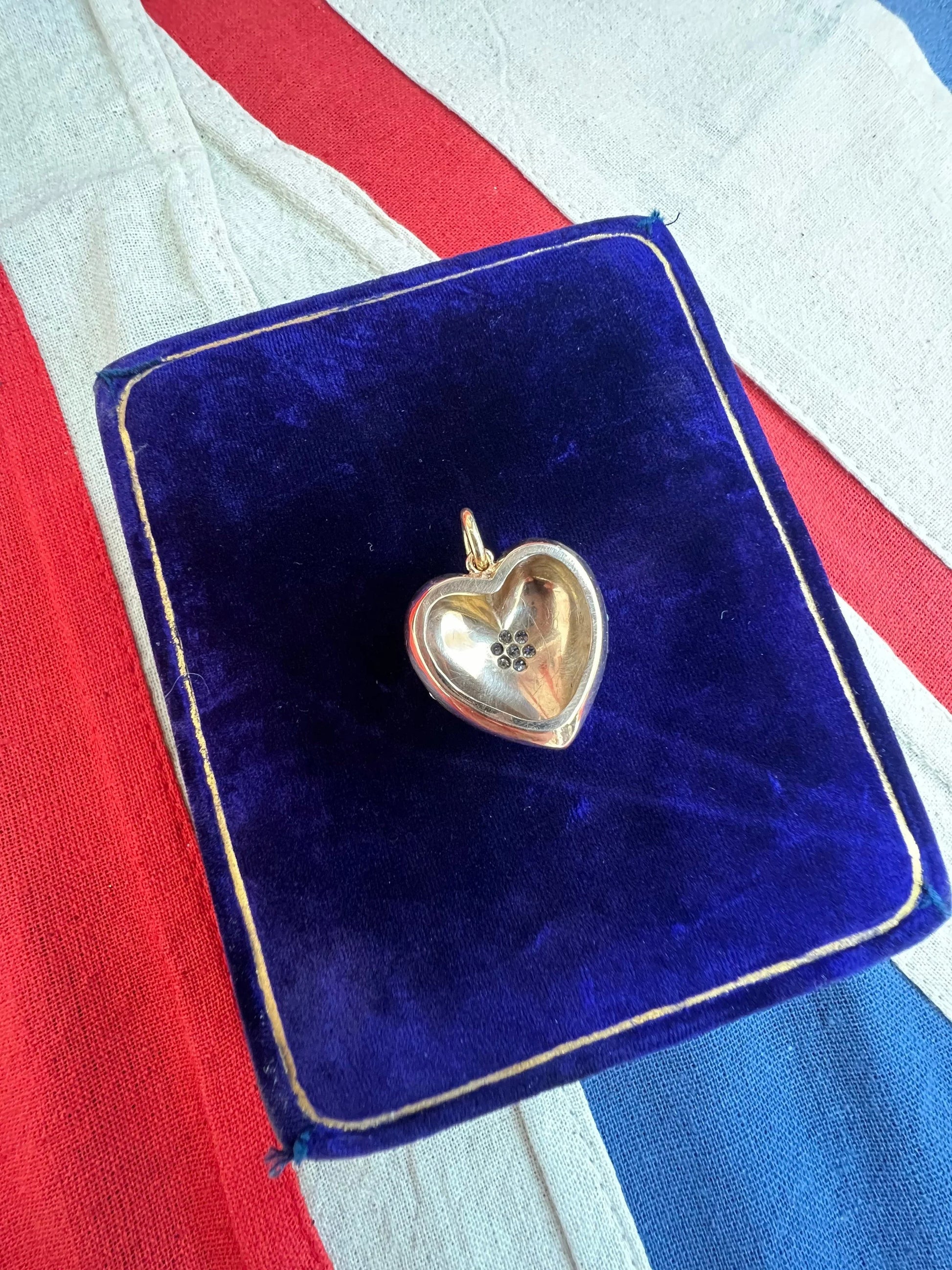 Edwardian Antique Natural Seed Pearl and Diamond Heart Pendant