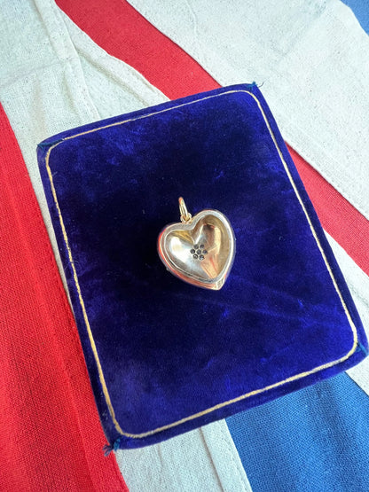Edwardian Antique Natural Seed Pearl and Diamond Heart Pendant