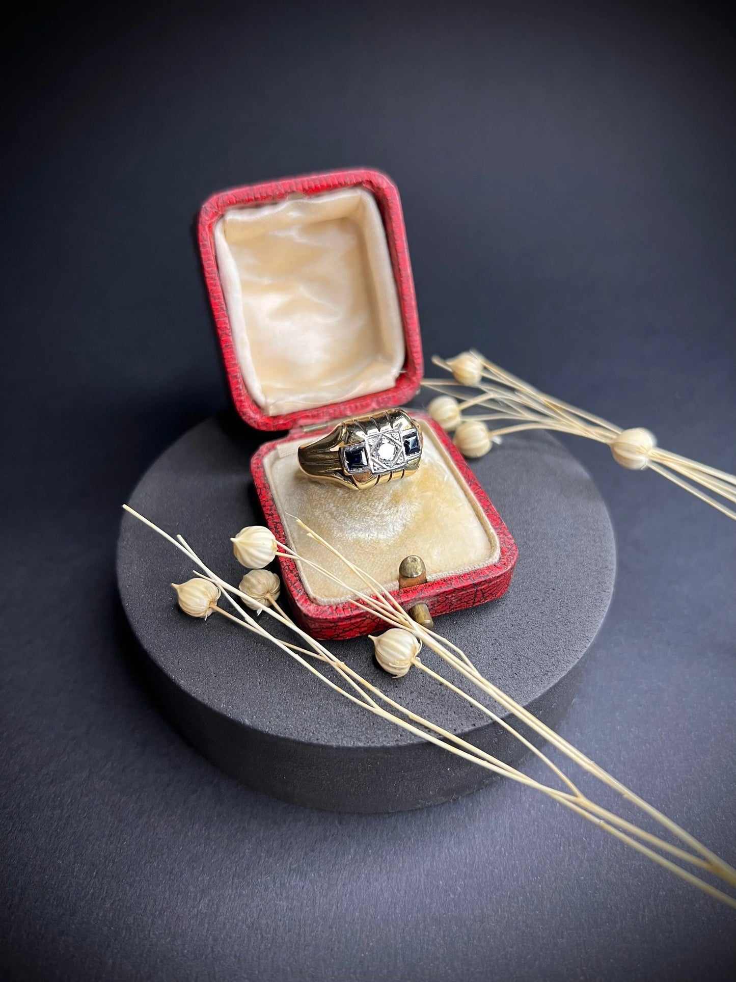 Vintage 18 Carat Gold Sapphire and Diamond Cocktail Ring, Circa 1940