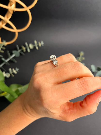 Antique Platinum 0.60 Carat Single Stone Diamond Engagement Ring, Circa 1920