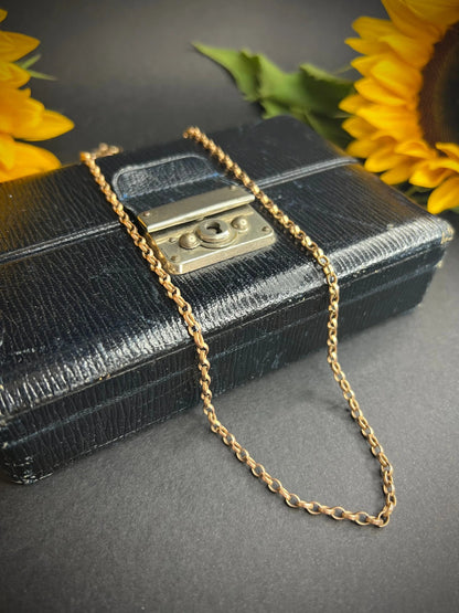 Vintage 9 ct Rose Gold, 1970's 22 3/4 Inch Oval Belcher Link Chain