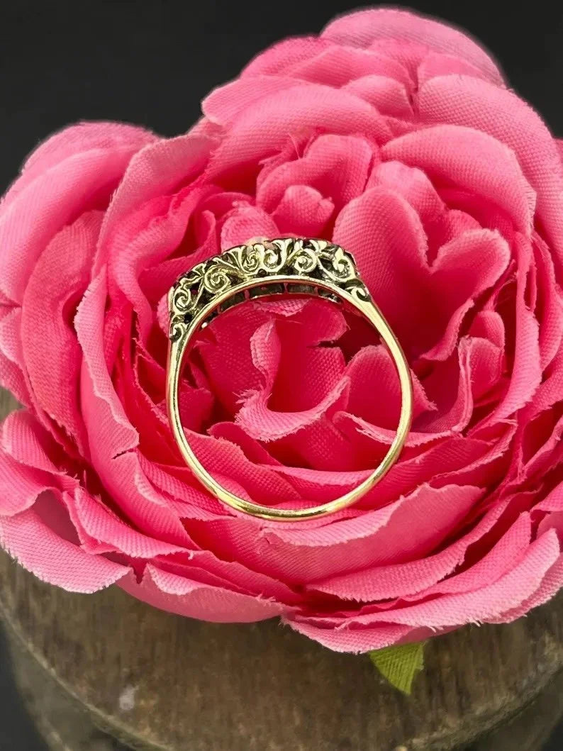 Edwardian Antique Acrostic ADORE Ring with Amethyst Diamond Opal Ruby Emerald