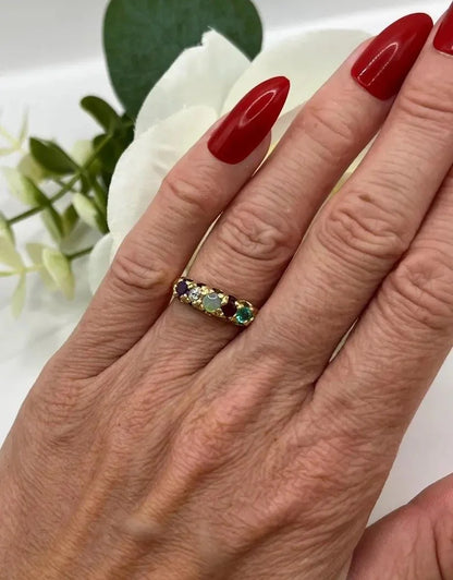 Antique Edwardian Acrostic ADORE Ring in 18ct Gold