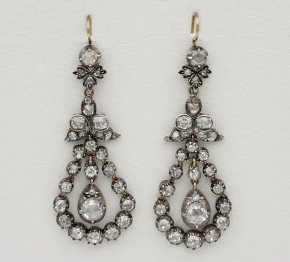 Antique Georgian 5.50ct Diamond Drop Earrings