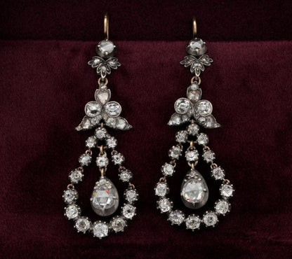 Antique Georgian 5.50ct Diamond Drop Earrings