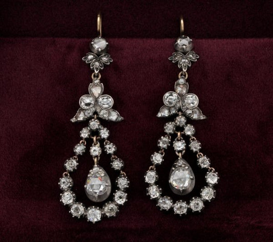 Antique Georgian 5.50ct Diamond Drop Earrings