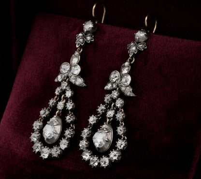 Antique Georgian 5.50ct Diamond Drop Earrings