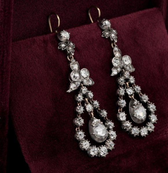 Antique Georgian 5.50ct Diamond Drop Earrings