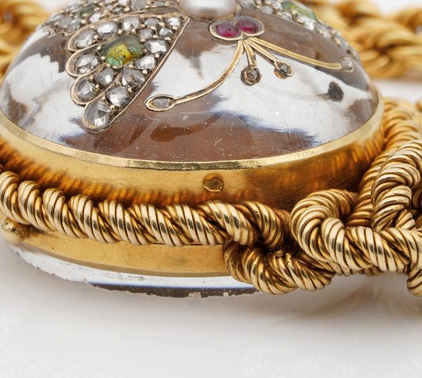 Antique Victorian French Rock Crystal Diamond Pearl Rare Locket Pendant