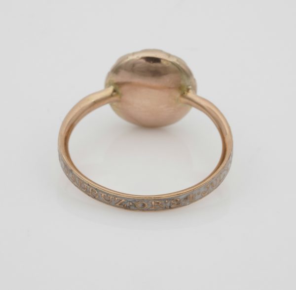 Antique Georgian Emerald Diamond Memorial 18ct Gold Ring, Circa 1770