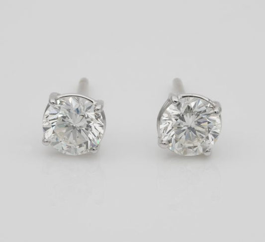 1.65ct Round Brilliant Cut Diamond Stud Earrings, IGN Certified
