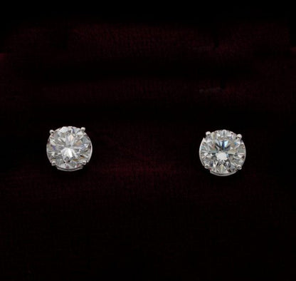 1.65ct Round Brilliant Cut Diamond Stud Earrings, IGN Certified
