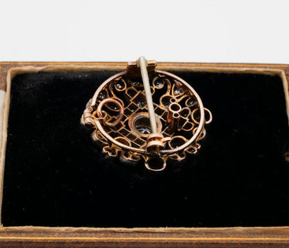 Antique Victorian 4ct Old Mine Cut Diamond Pendant Brooch