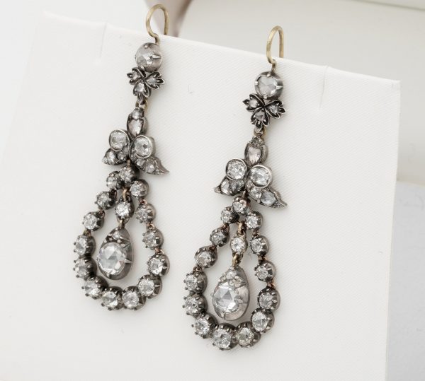 Antique Georgian 5.50ct Diamond Drop Earrings