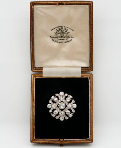 Antique Victorian 4ct Old Mine Cut Diamond Pendant Brooch
