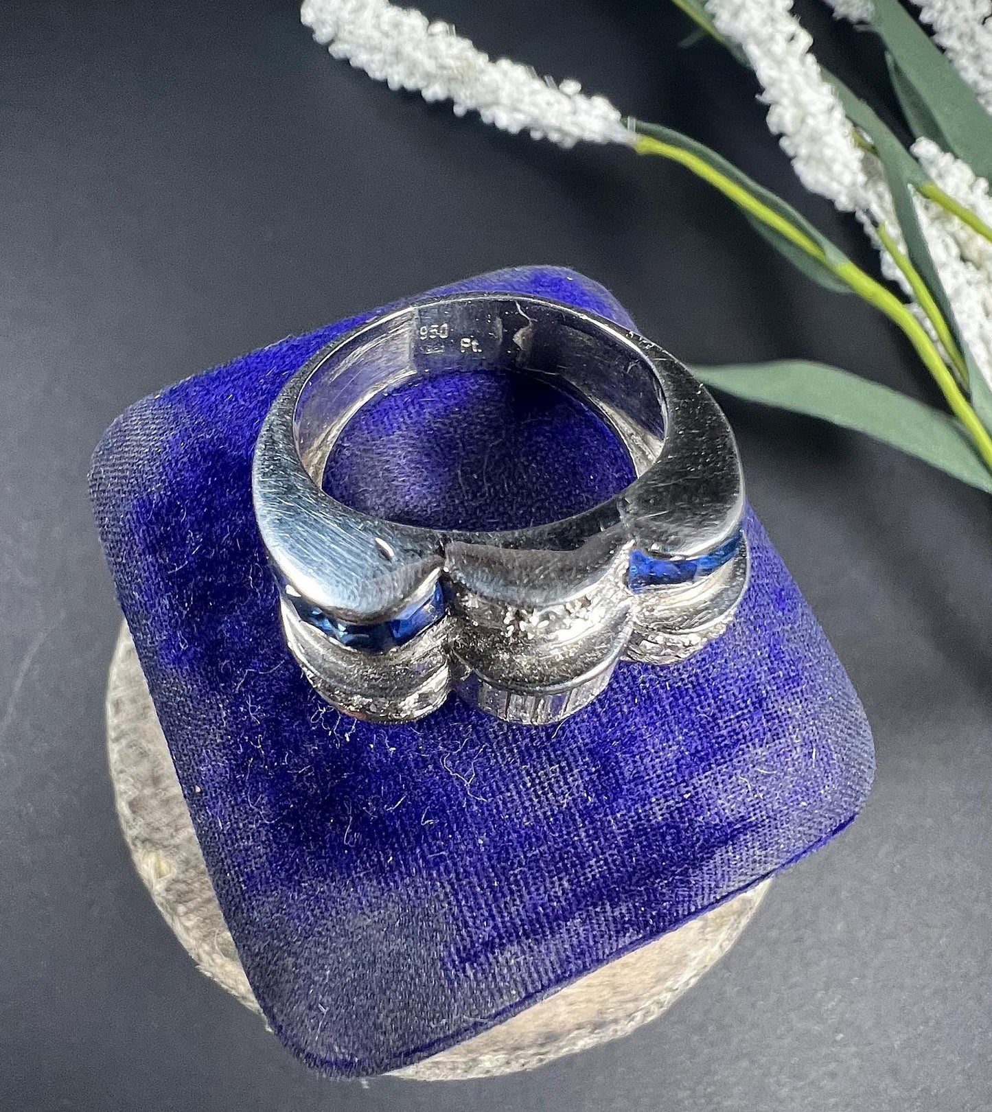 Vintage 1940’s Platinum Sapphire & Diamond Cocktail Ring