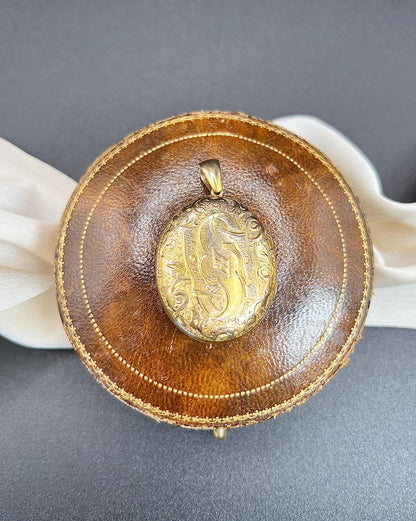 Victorian Pearl And Enamel Oval Locket Pendant In 15 Carat Yellow Gold