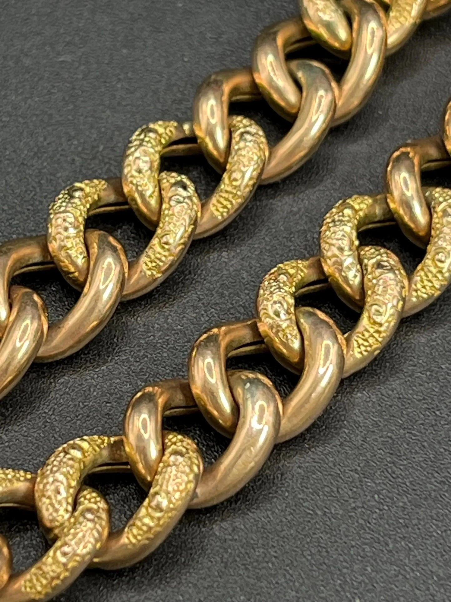 Antique 9 ct Rose Gold Edwardian Curb Link Heart Padlock Bracelet
