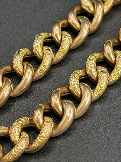 Antique 9 ct Rose Gold Edwardian Curb Link Heart Padlock Bracelet
