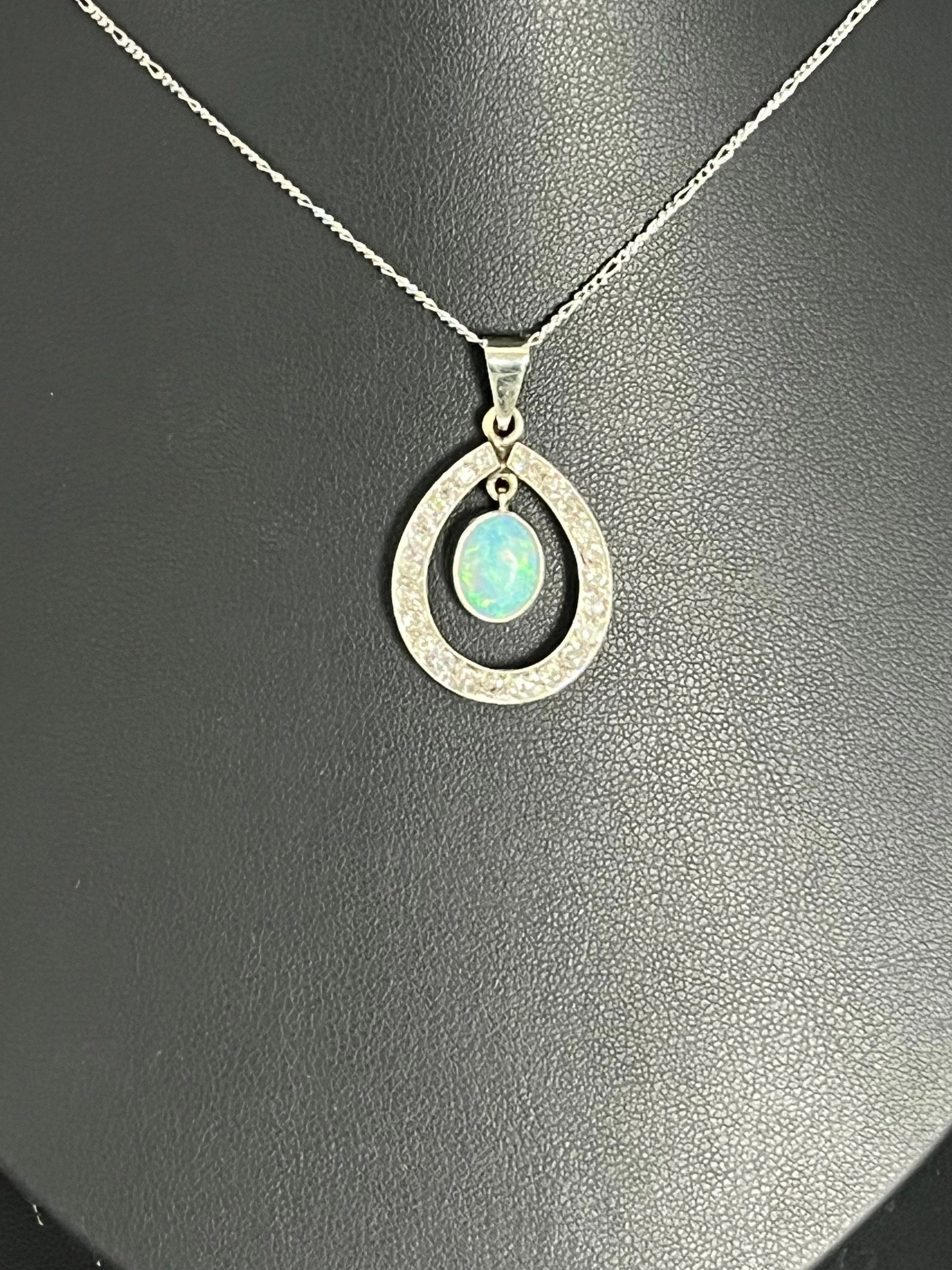 Antique 18 Carat White Gold Edwardian Opal And Diamond Pendant