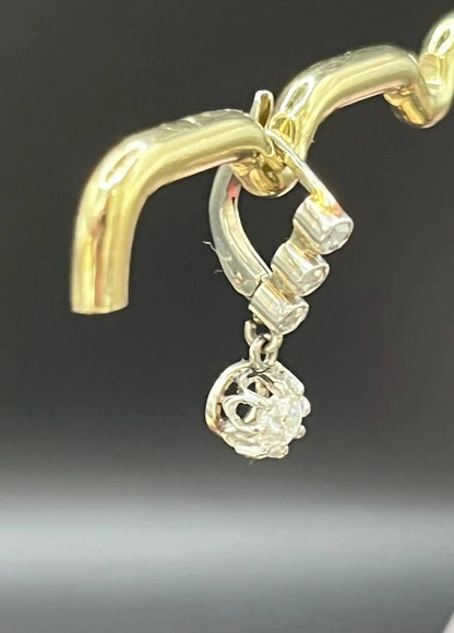 Antique French 18 Carat White Gold Diamond Drop Earrings, Circa 1920