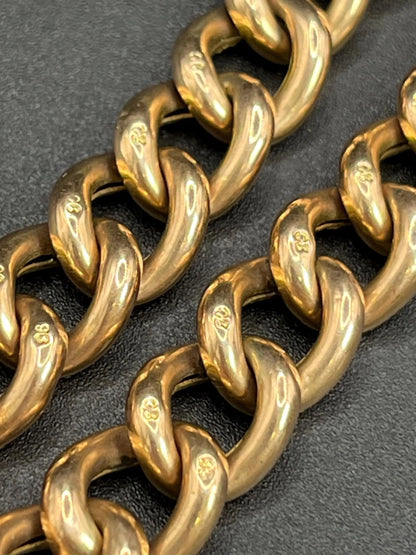Antique 9 ct Rose Gold Edwardian Curb Link Heart Padlock Bracelet