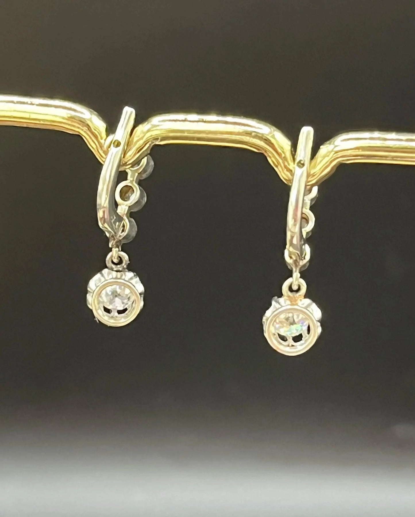 Antique French 18 Carat White Gold Diamond Drop Earrings, Circa 1920