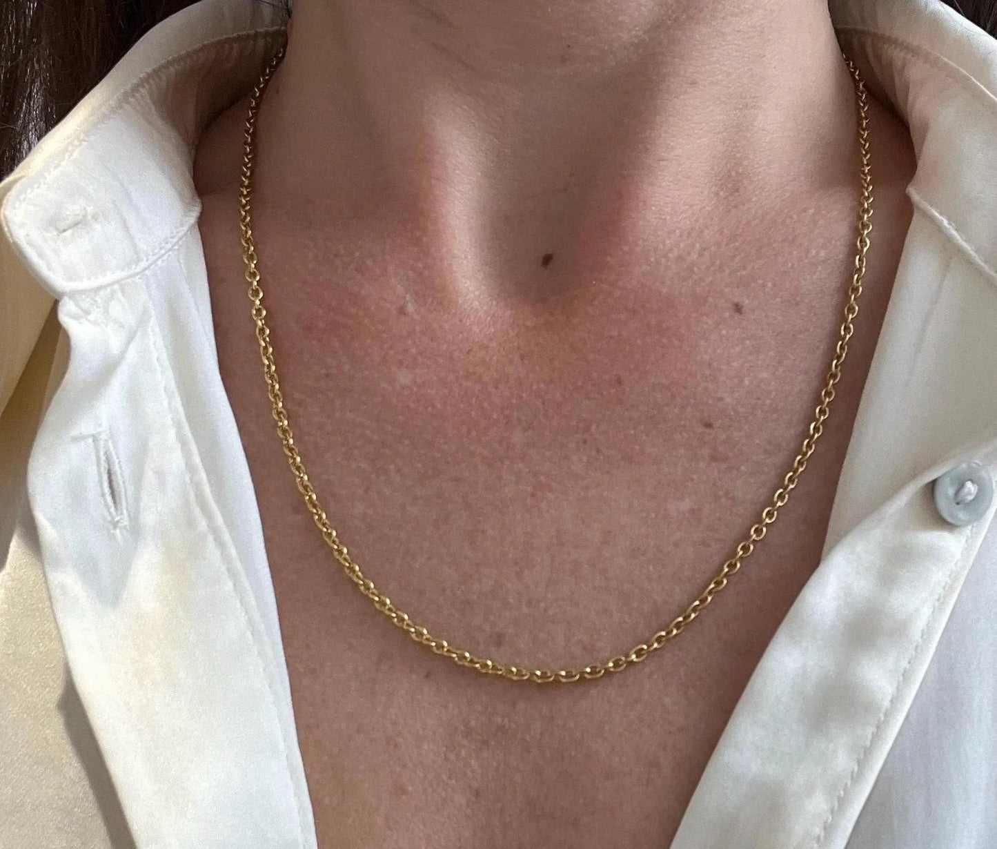 Antique 15 ct Yellow Gold, Edwardian 20 Inch Trace Link Chain Necklace
