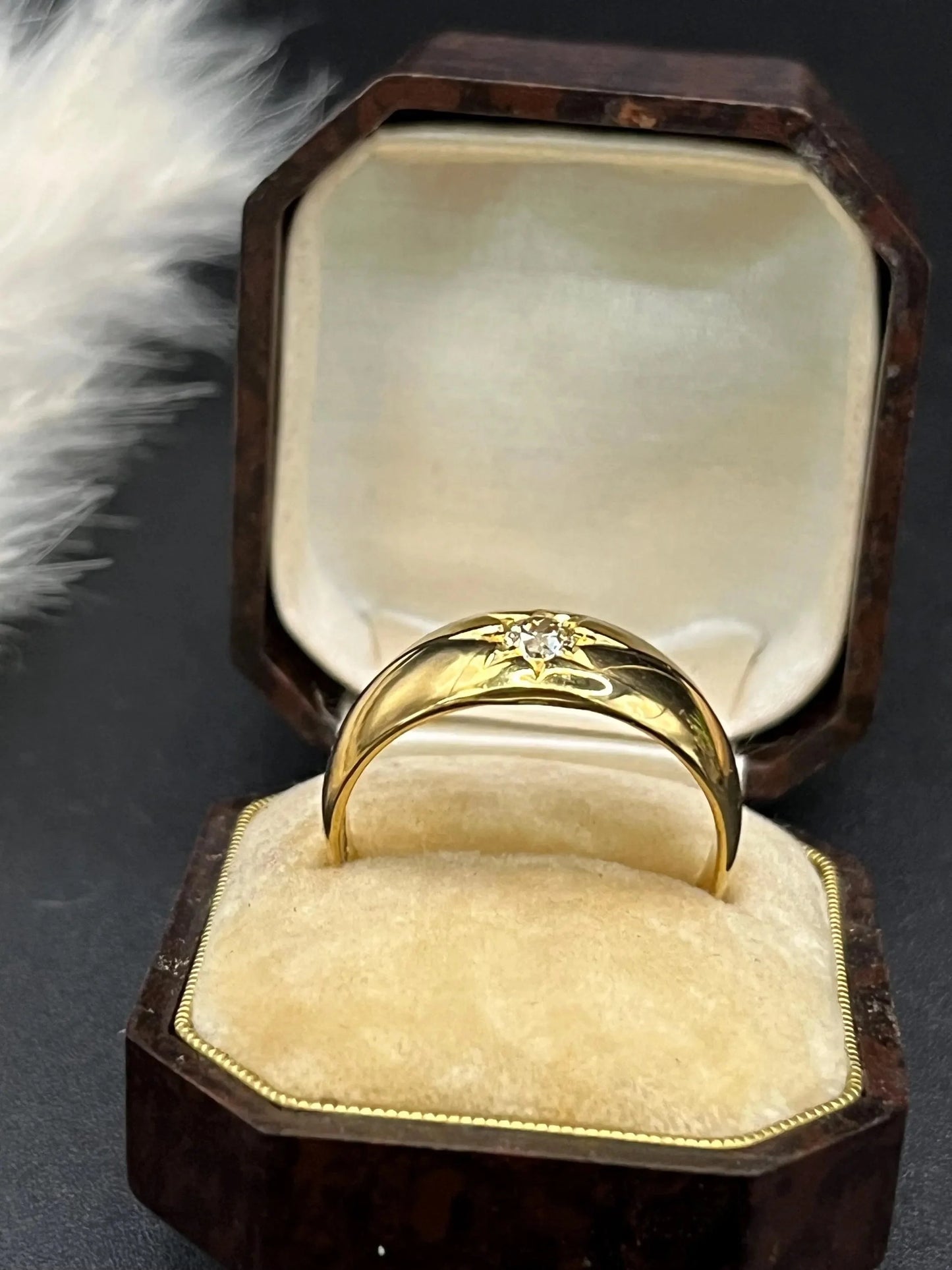 Antique 18 Carat Yellow Gold Star Set Old Cut Diamond Gypsy Ring, Circa 1900