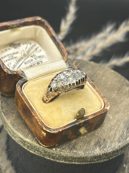Victorian 18 Carat Gold Old Cut Diamond Boat Shaped Ring, Circa 1880