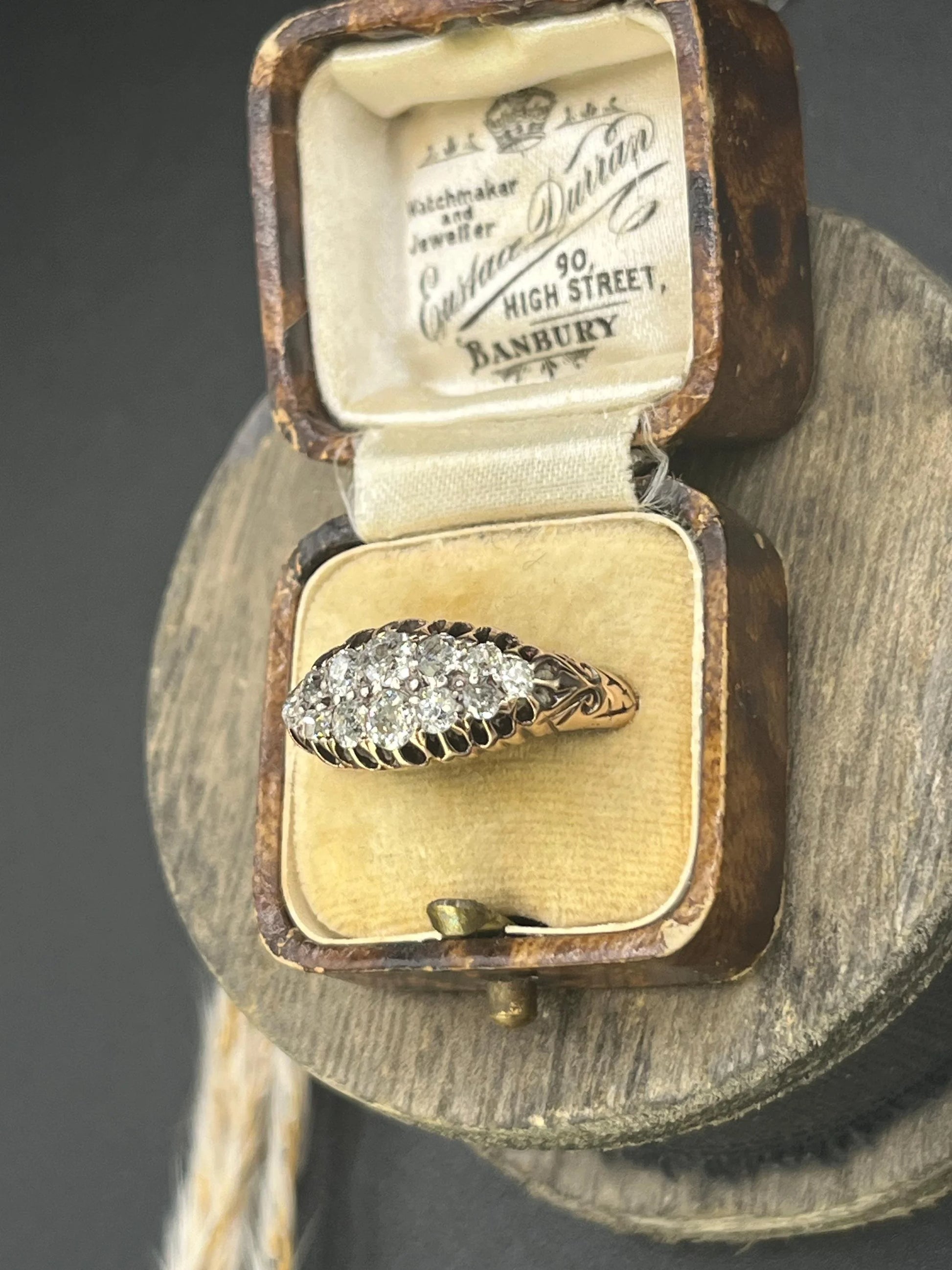 Victorian 18 Carat Gold Old Cut Diamond Boat Shaped Ring, Circa 1880