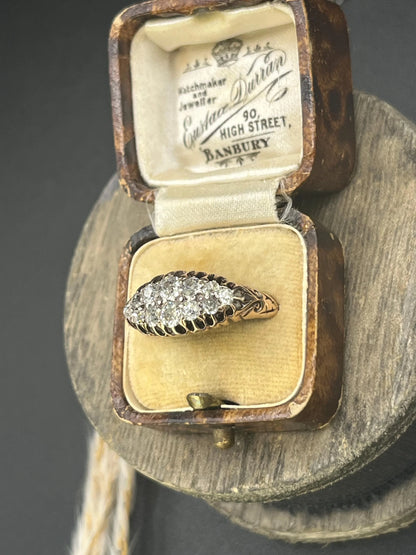 Victorian 18 Carat Gold Old Cut Diamond Boat Shaped Ring, Circa 1880