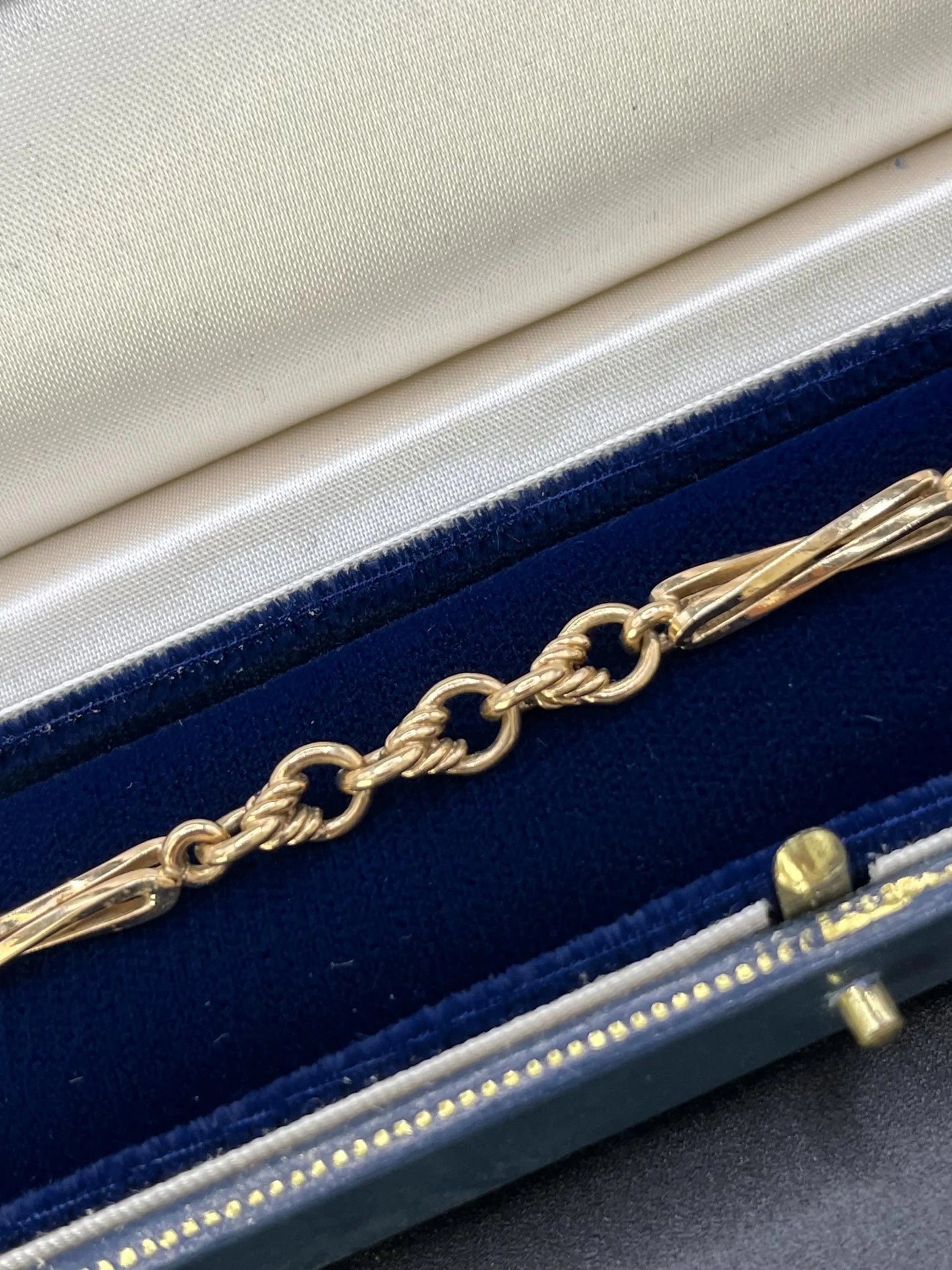 Antique 9 ct Yellow Gold Stamped, Edwardian Fancy Link Bracelet, With Swivel Clip Clasp